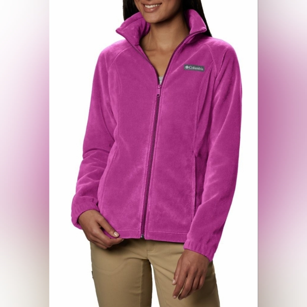 Columbia Benton Springs™ Full Zip Fleece Jacket in Fuchsia Size L Pre-owned Exc